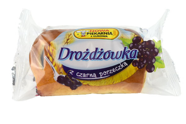 drożdżówka z czarną porzeczką pakowana